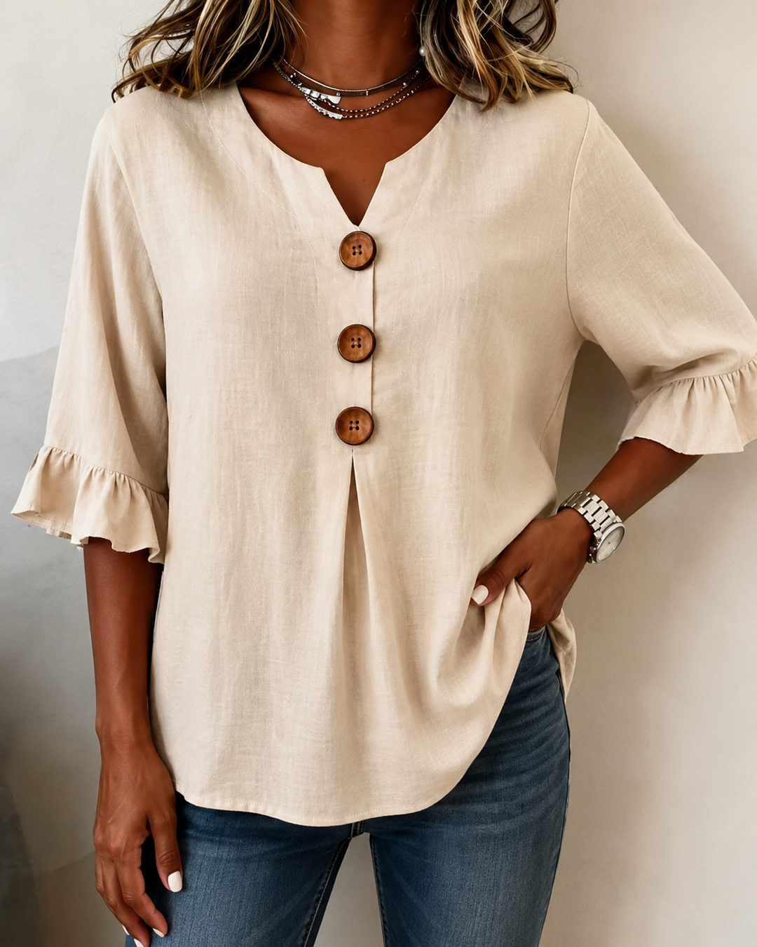 Castille | Blouse boutonnée qui camoufle le ventre