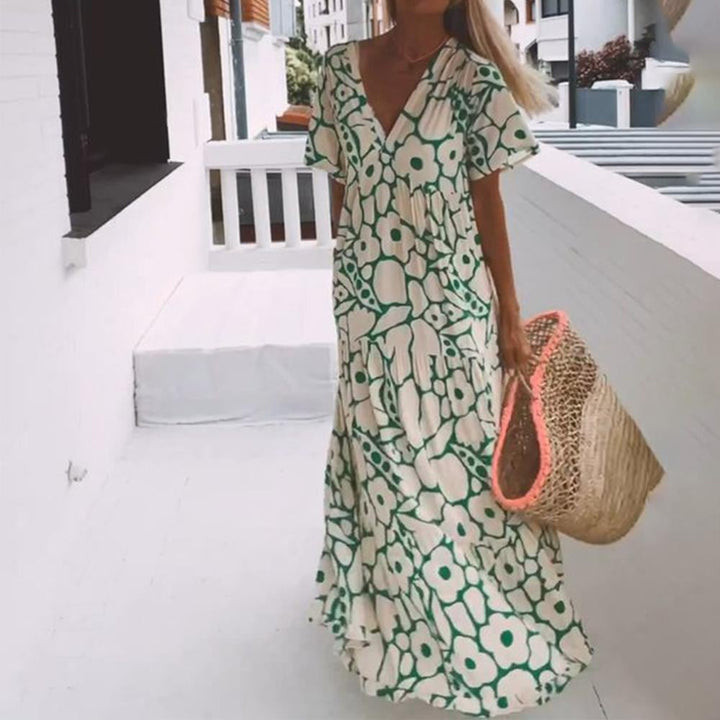 Anna | Ibiza-stijl jurk met bohemian bloemenprint