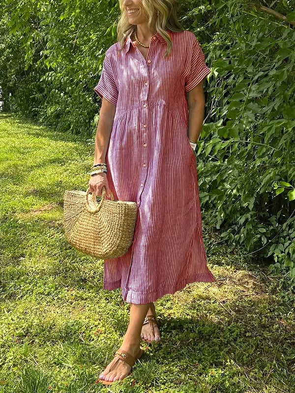 Saar | Robe chemise à rayures avec poches