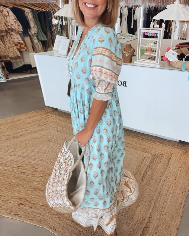 MANA | ROBE MIDI FLORALE CHIC À COL EN V 