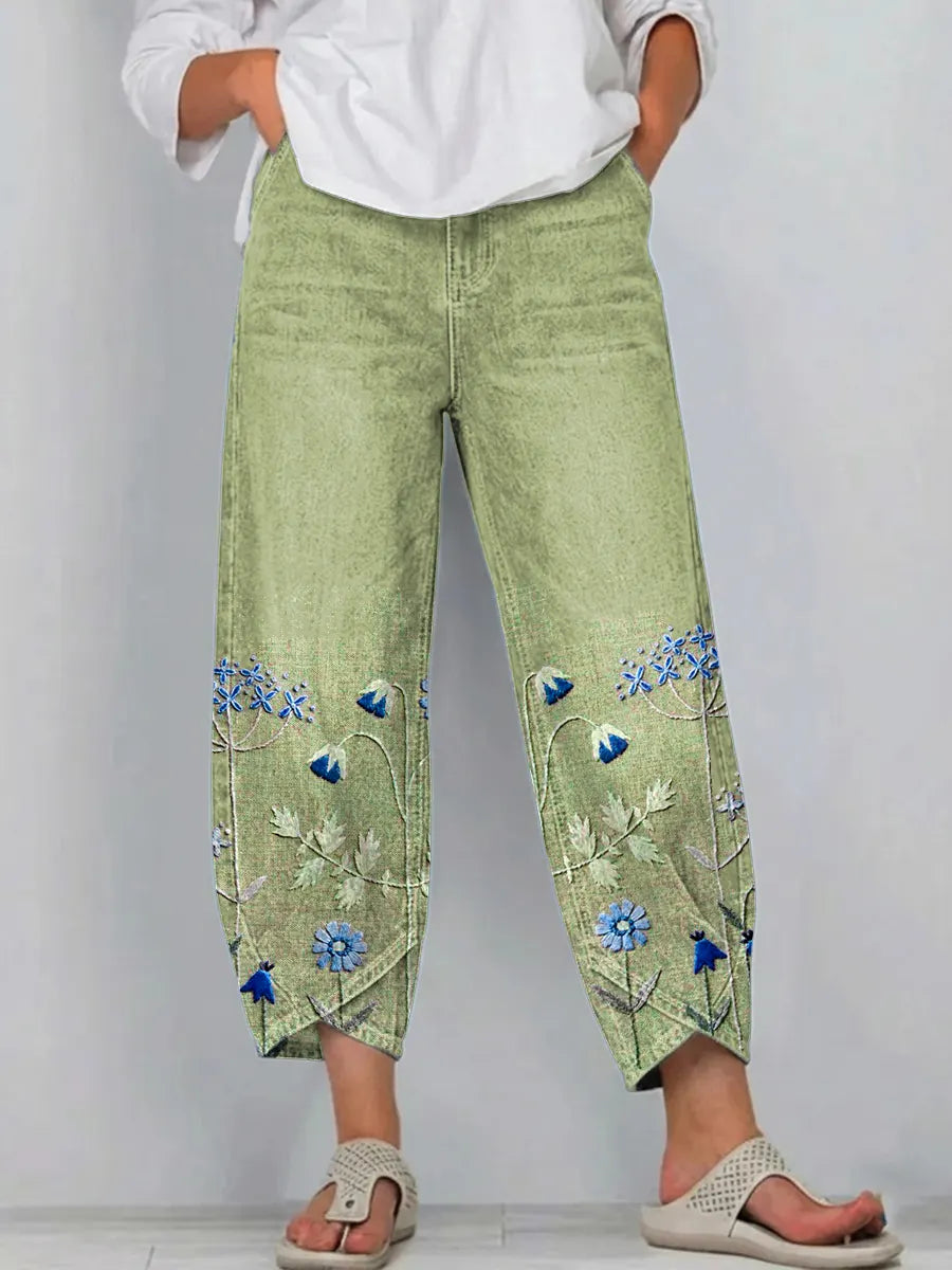 Pantalon brodé Mélissa casual chic