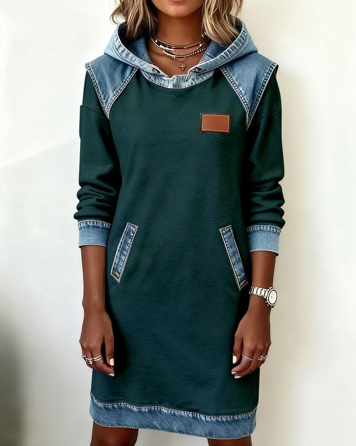 Tonia | Robe décontractée à capuche avec détails en denim