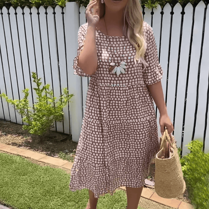 ZORA | ROBE MIDI À MANCHES COURTES ET SABLE