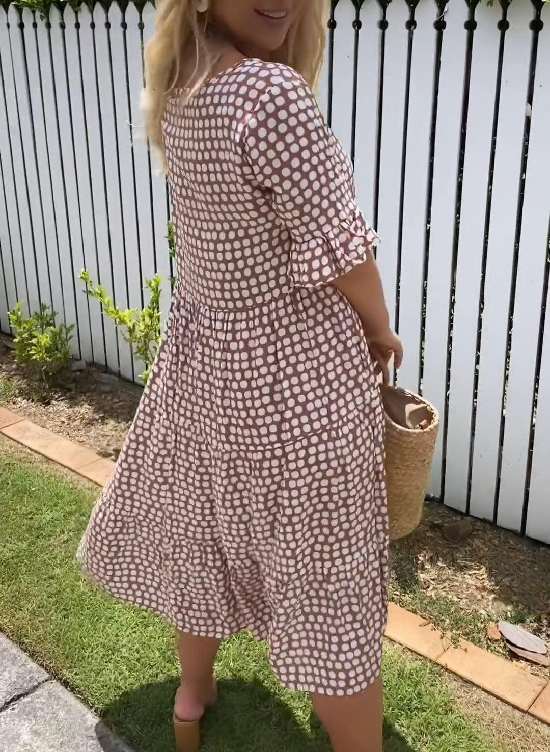 ZORA | ROBE MIDI À MANCHES COURTES ET SABLE