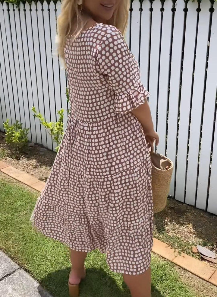 ZORA | ROBE MIDI À MANCHES COURTES ET SABLE