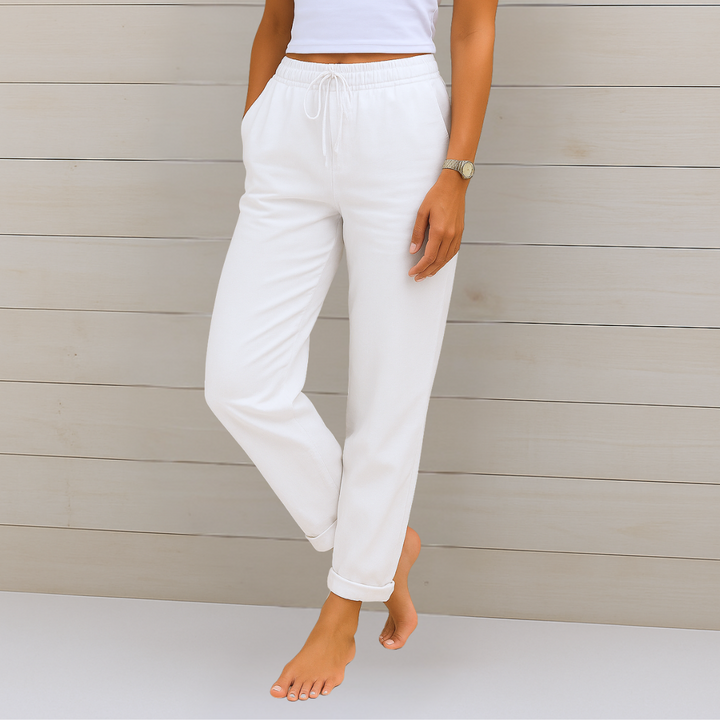 Susy - Pantalon Stretch en Lin Respirant Premium