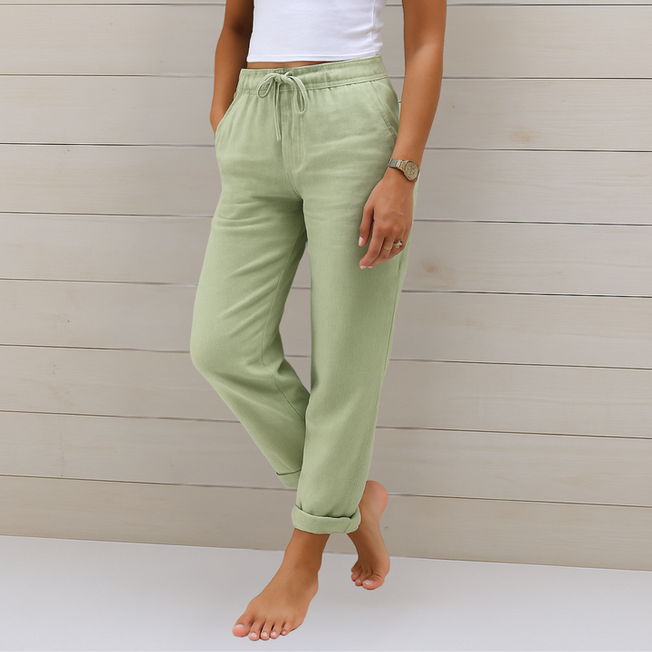 Susy - Pantalon Stretch en Lin Respirant Premium
