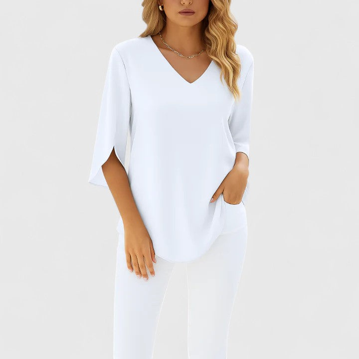 Violetta™ | Blouse V-Neck Sophistiquée