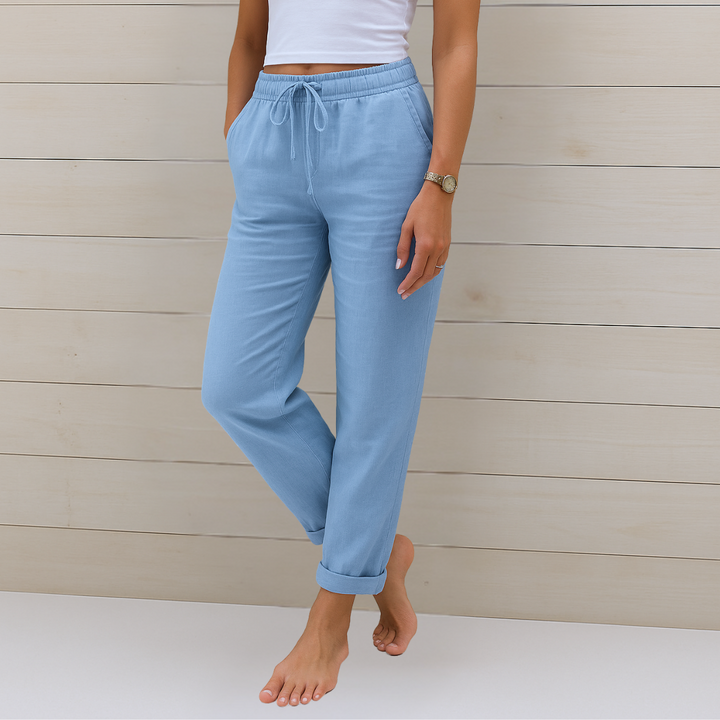 Susy - Pantalon Stretch en Lin Respirant Premium
