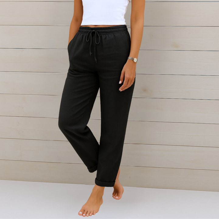 Maja - Pantalon Stretch en Lin Respirant Premium