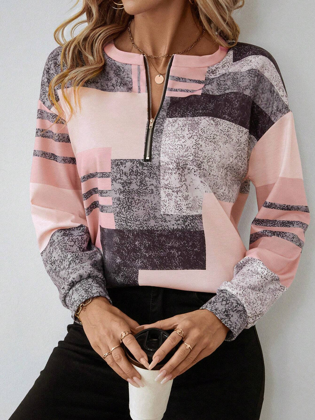 Thekla | Pull imprimé graphique avec fermeture éclair