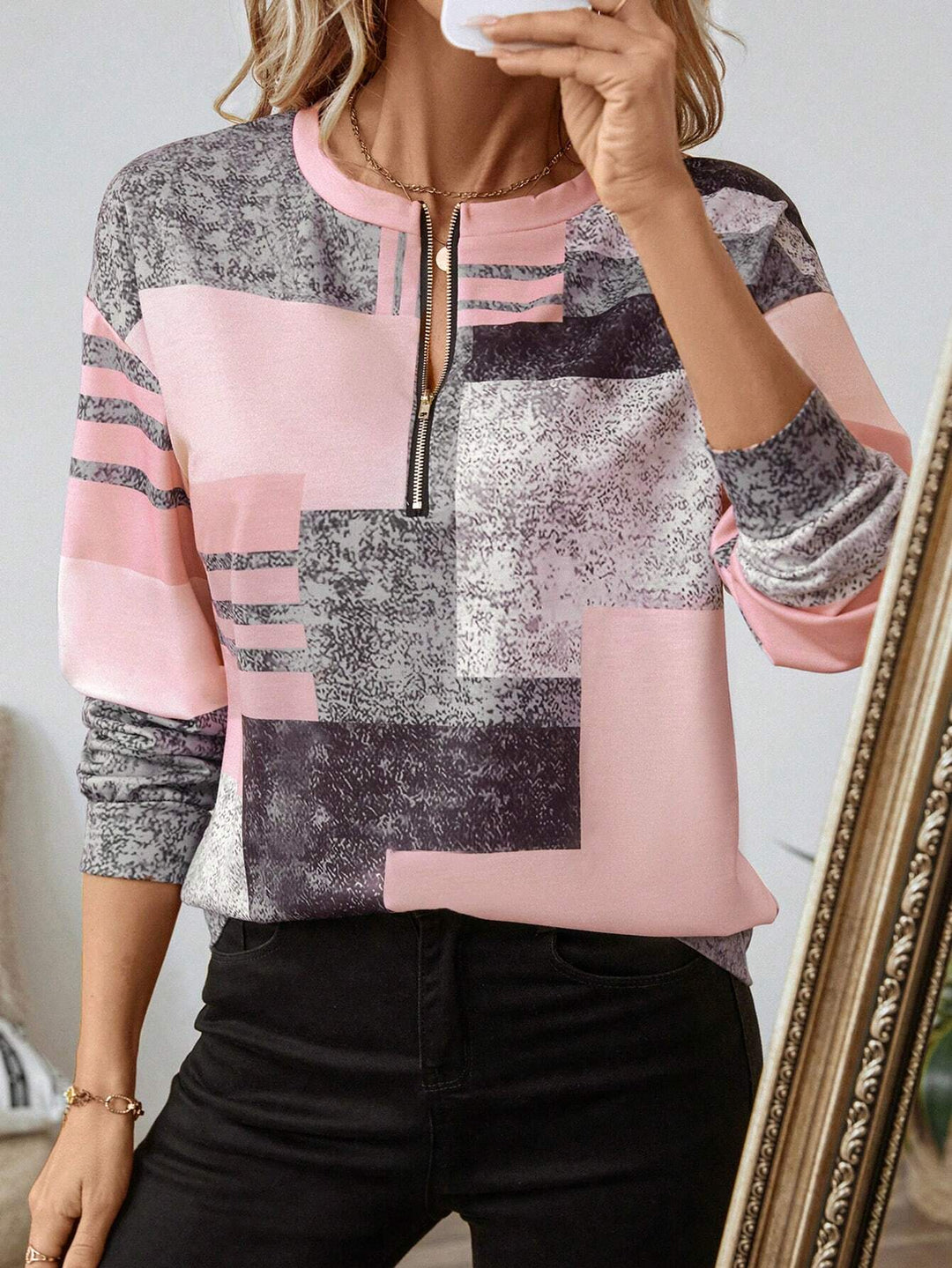 Thekla | Pull imprimé graphique avec fermeture éclair
