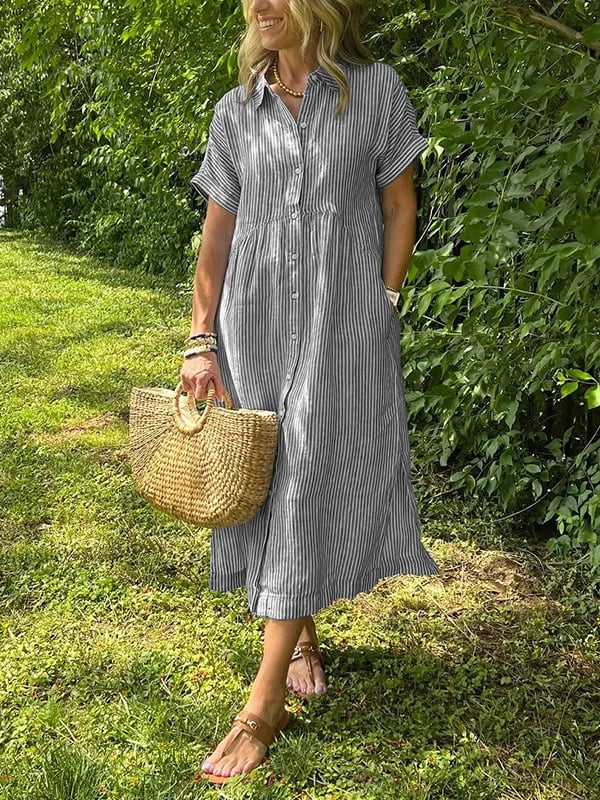 Saar | Robe chemise à rayures avec poches