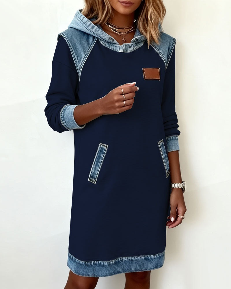 Tonia | Robe décontractée à capuche avec détails en denim