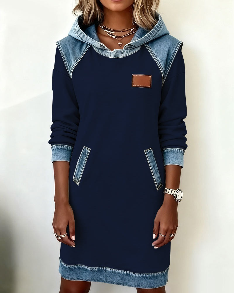 Tonia | Robe décontractée à capuche avec détails en denim