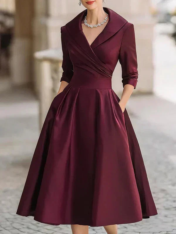 Jozefien | Elegante Midi-jurk met Verfijnde Details en Praktische Zakjes
