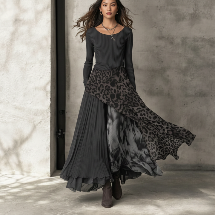 NKEM | Robe léopard à manches longues