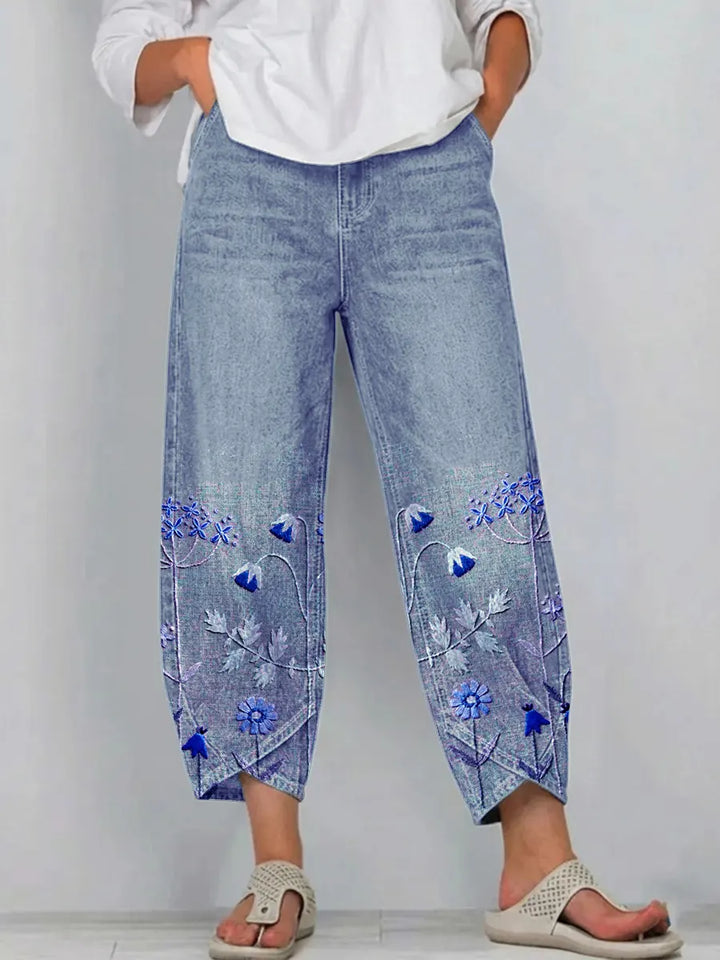Pantalon brodé Mélissa casual chic