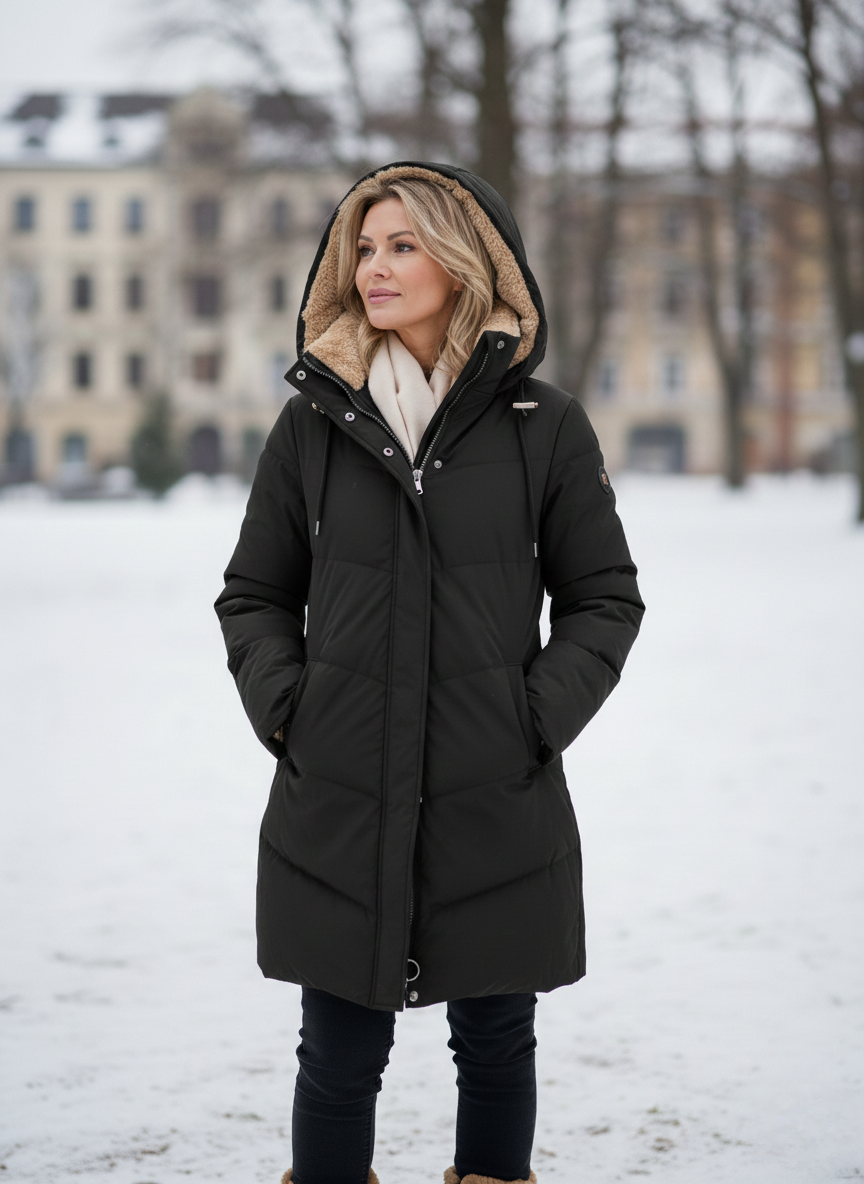Marie-Anne | Manteau d'hiver doublé avec capuche et fermeture éclair