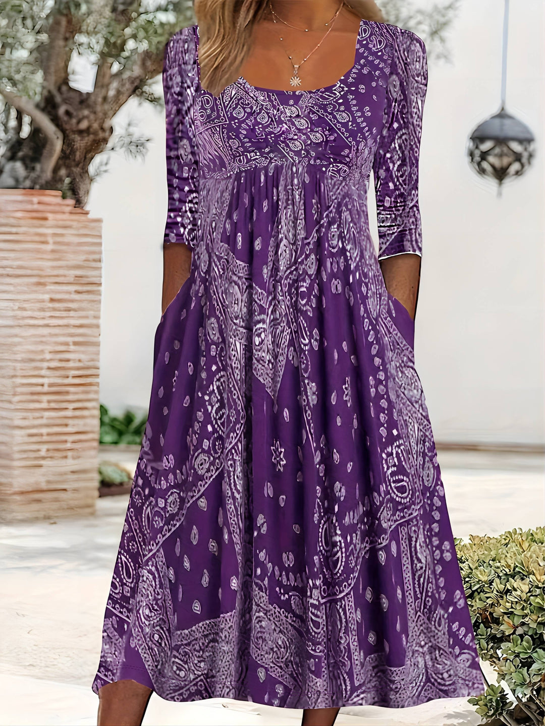 ÉLOWEN | ROBE MIDI À MANCHES LONGUES CASUAL