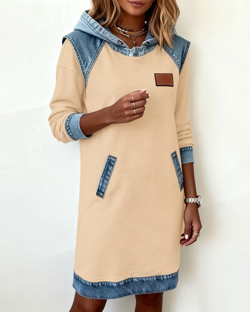 Tonia | Robe décontractée à capuche avec détails en denim