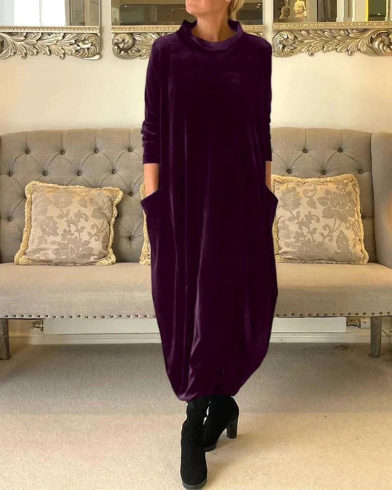 Herma | Robe longue élégante en velours avec poches