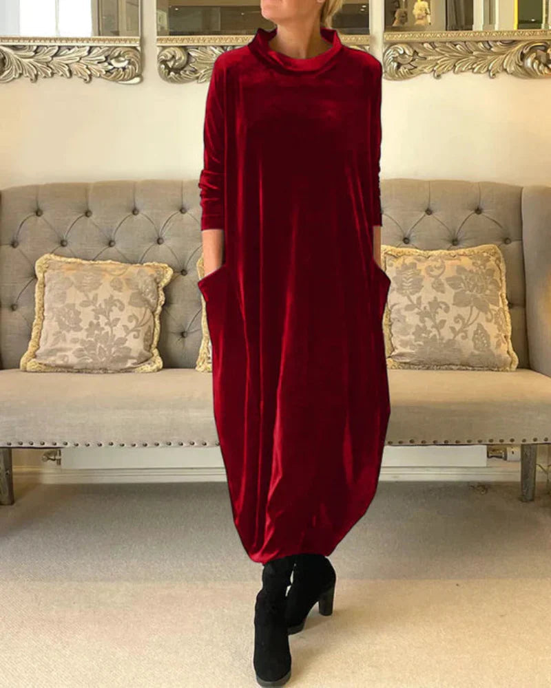 Herma | Robe longue élégante en velours avec poches