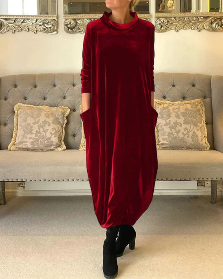 Herma | Robe longue élégante en velours avec poches