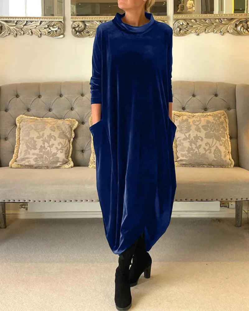 Herma | Robe longue élégante en velours avec poches