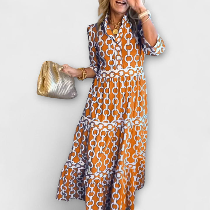 JULIANE | ROBE MIDI AVEC MOTIF CHAÎNE