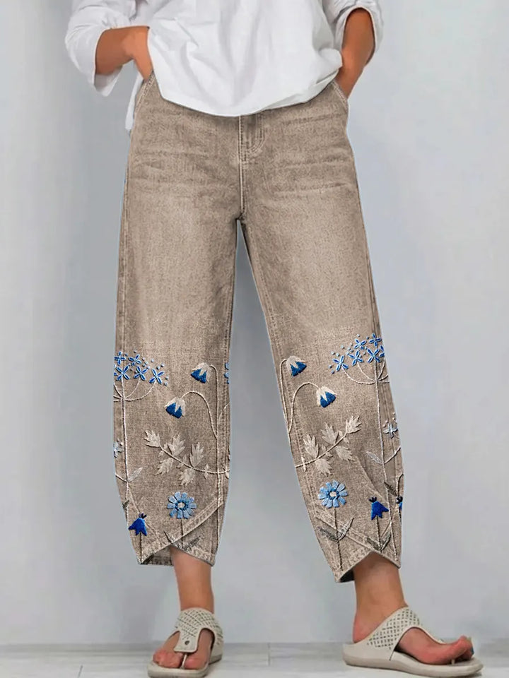 Pantalon brodé Mélissa casual chic