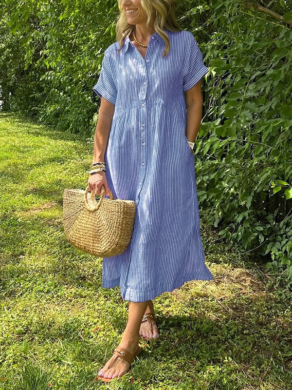 Saar | Robe chemise à rayures avec poches