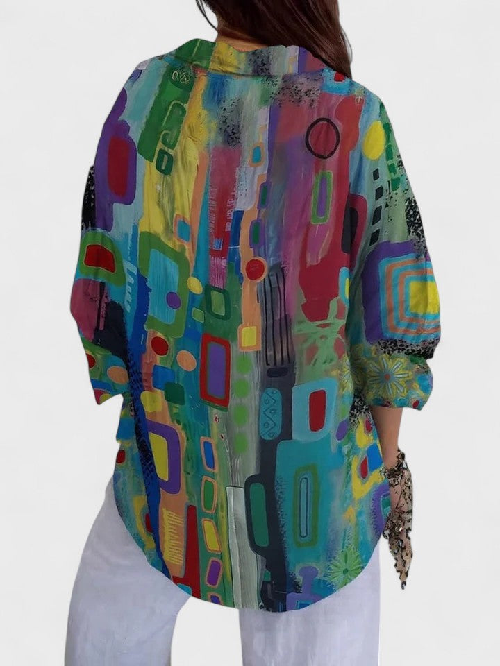 Rose™ | Blouse Élégante à Motif Géométrique
