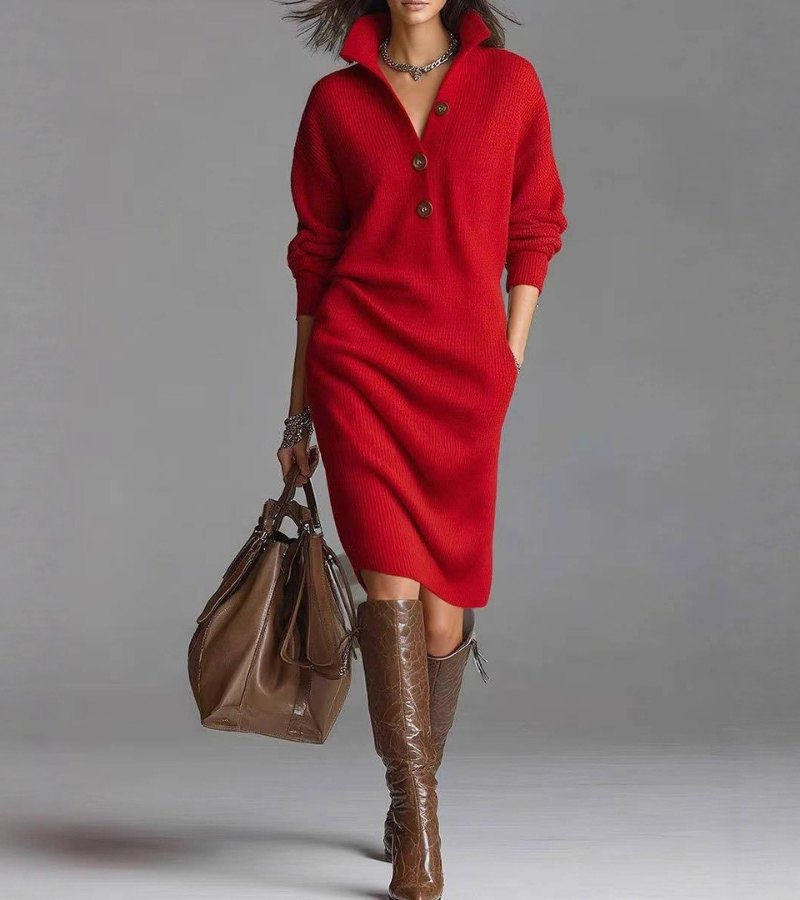 Damaris | Robe en maille chaude, élégante et confortable 