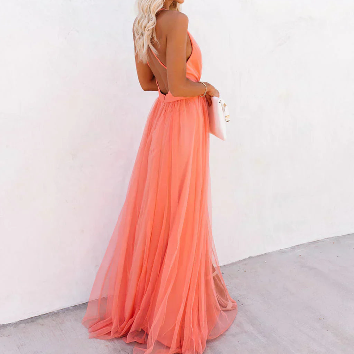 ELOISÉ | ROBE LONGUE CORAIL LUMIÈRE