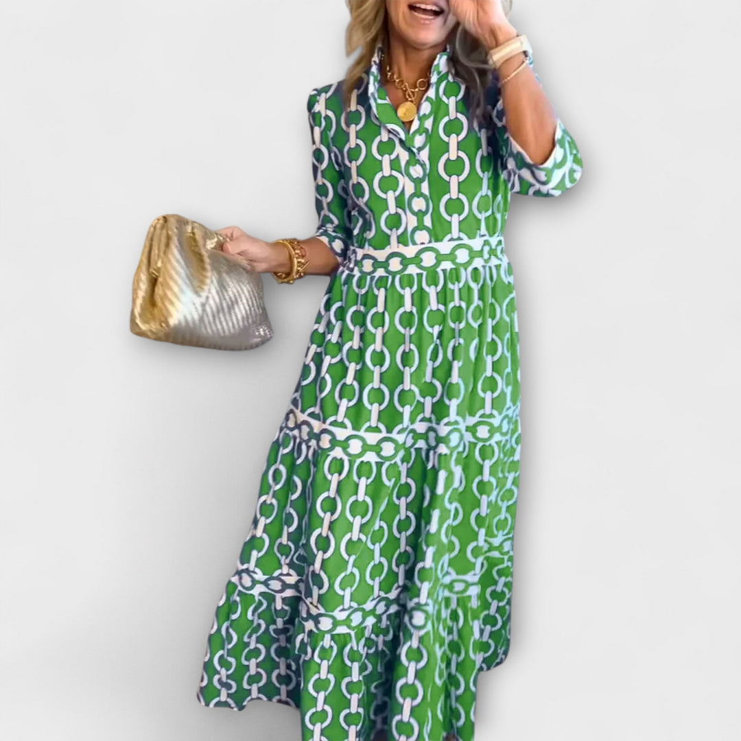 JULIANE | ROBE MIDI AVEC MOTIF CHAÎNE