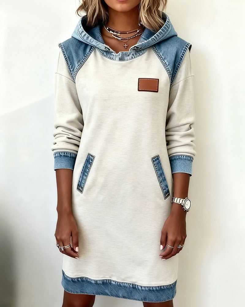 Tonia | Robe décontractée à capuche avec détails en denim