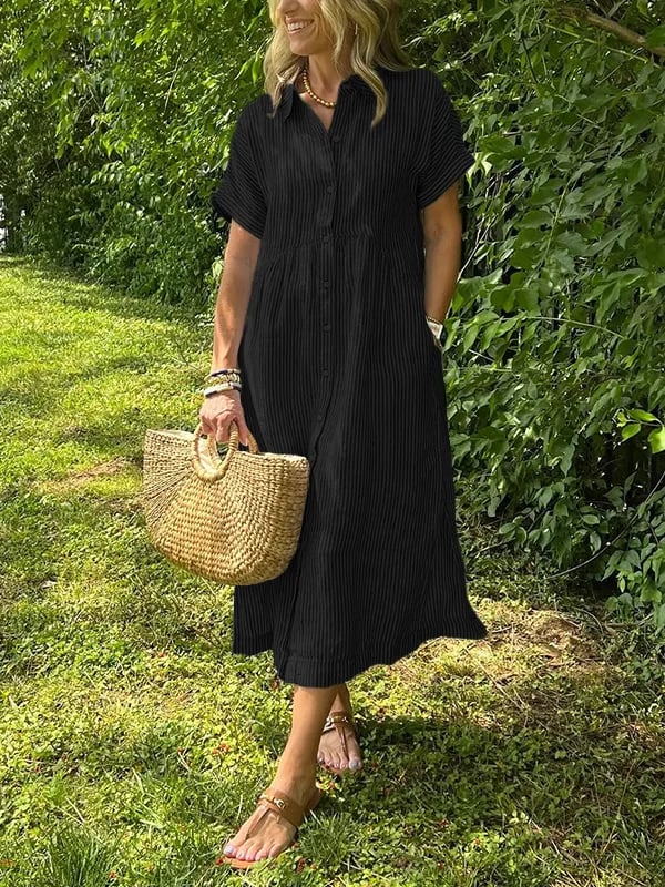 Saar | Robe chemise à rayures avec poches