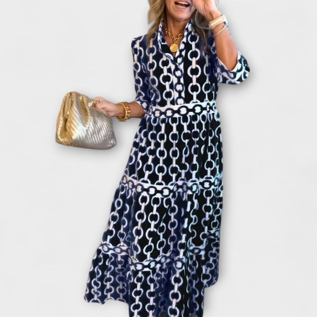 JULIANE | ROBE MIDI AVEC MOTIF CHAÎNE