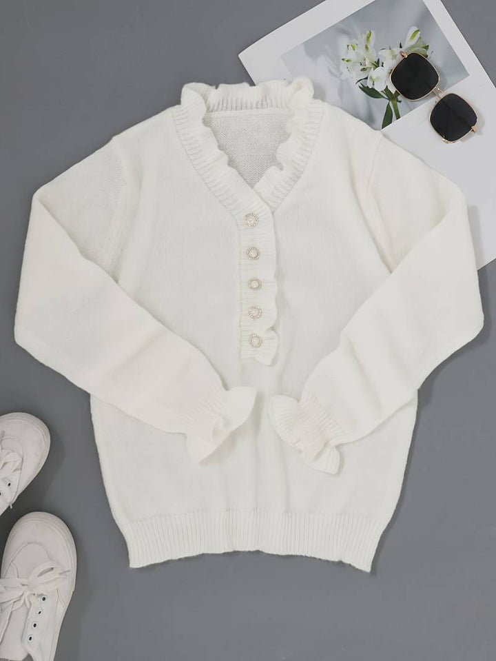 Darcey | Ruffle Blouse with Decorative Buttons