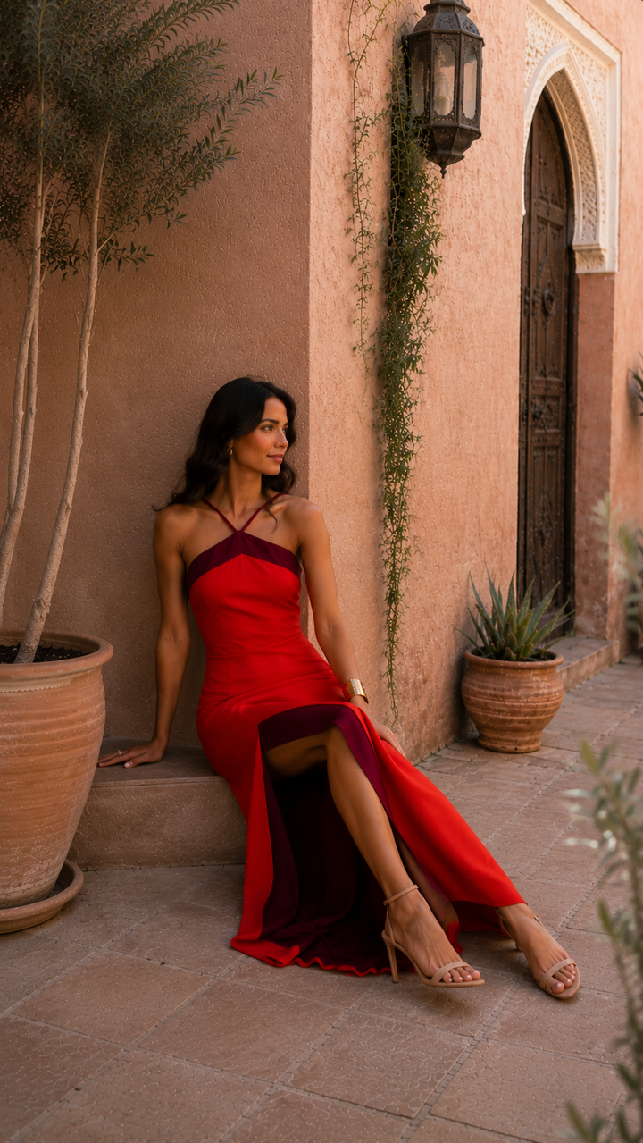 Robe longue dos nu avec fente