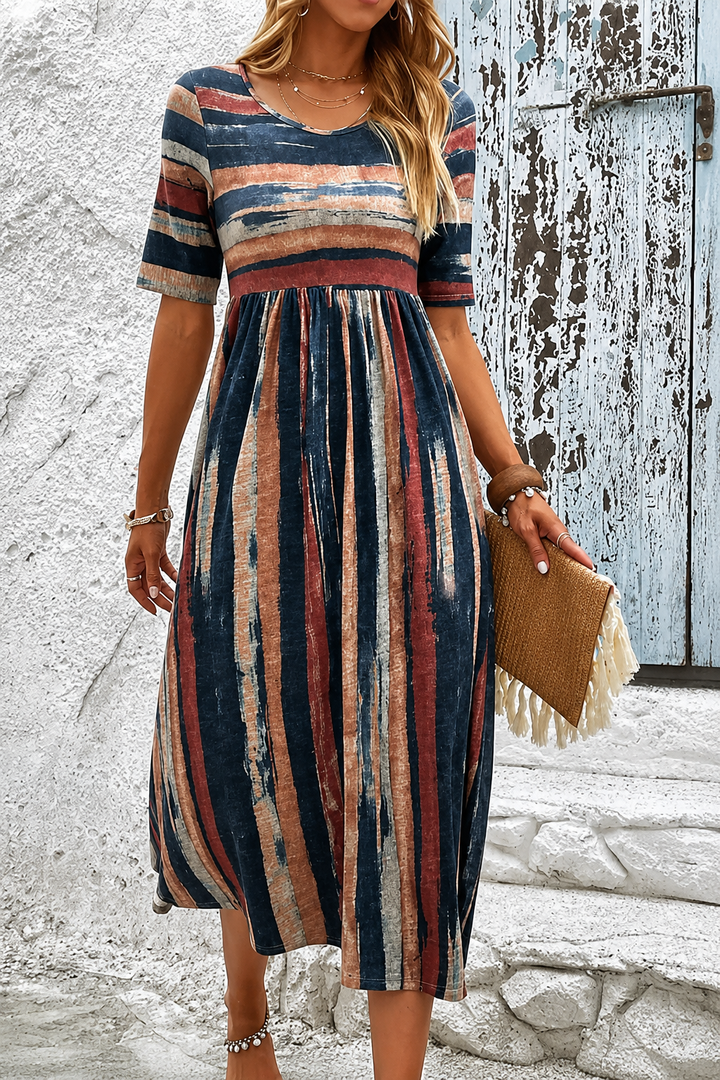 Marloes™ | Robe midi à rayures cachant le ventre