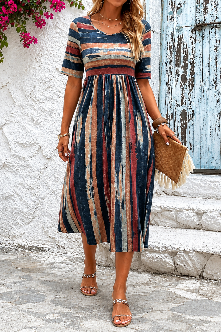 Marloes™ | Robe midi à rayures cachant le ventre