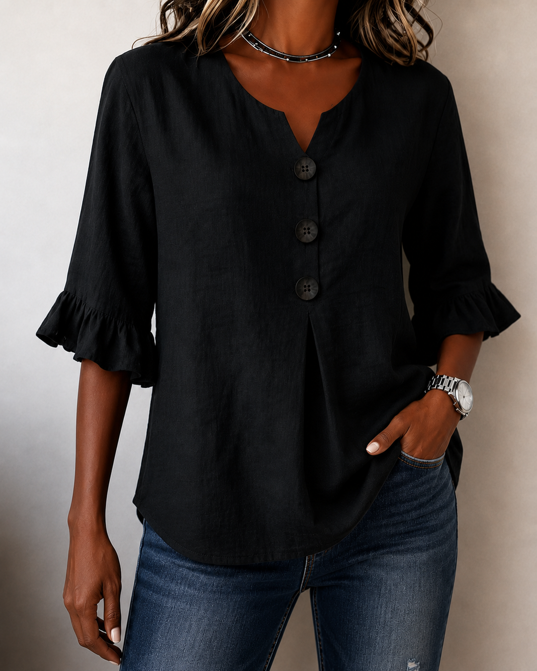 Castille | Blouse boutonnée qui camoufle le ventre