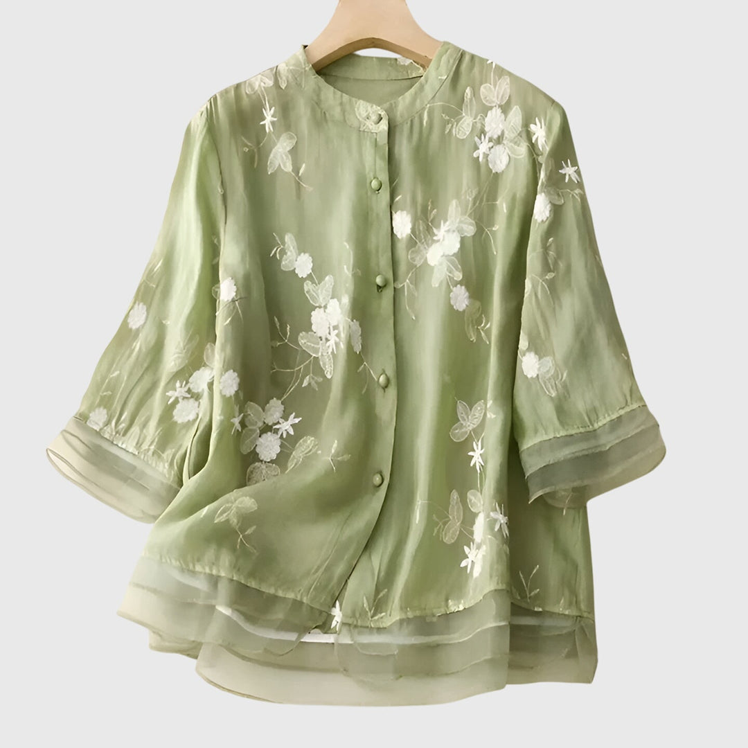 Nellie™ | Haut Élégant avec Fleurs Brodées