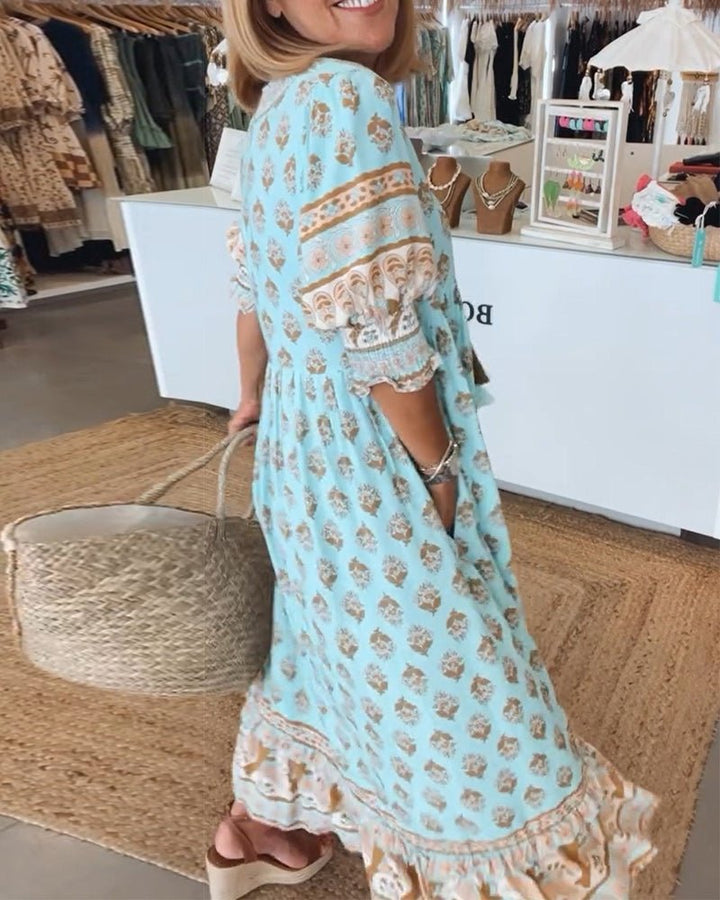 MANA | ROBE MIDI FLORALE CHIC À COL EN V 