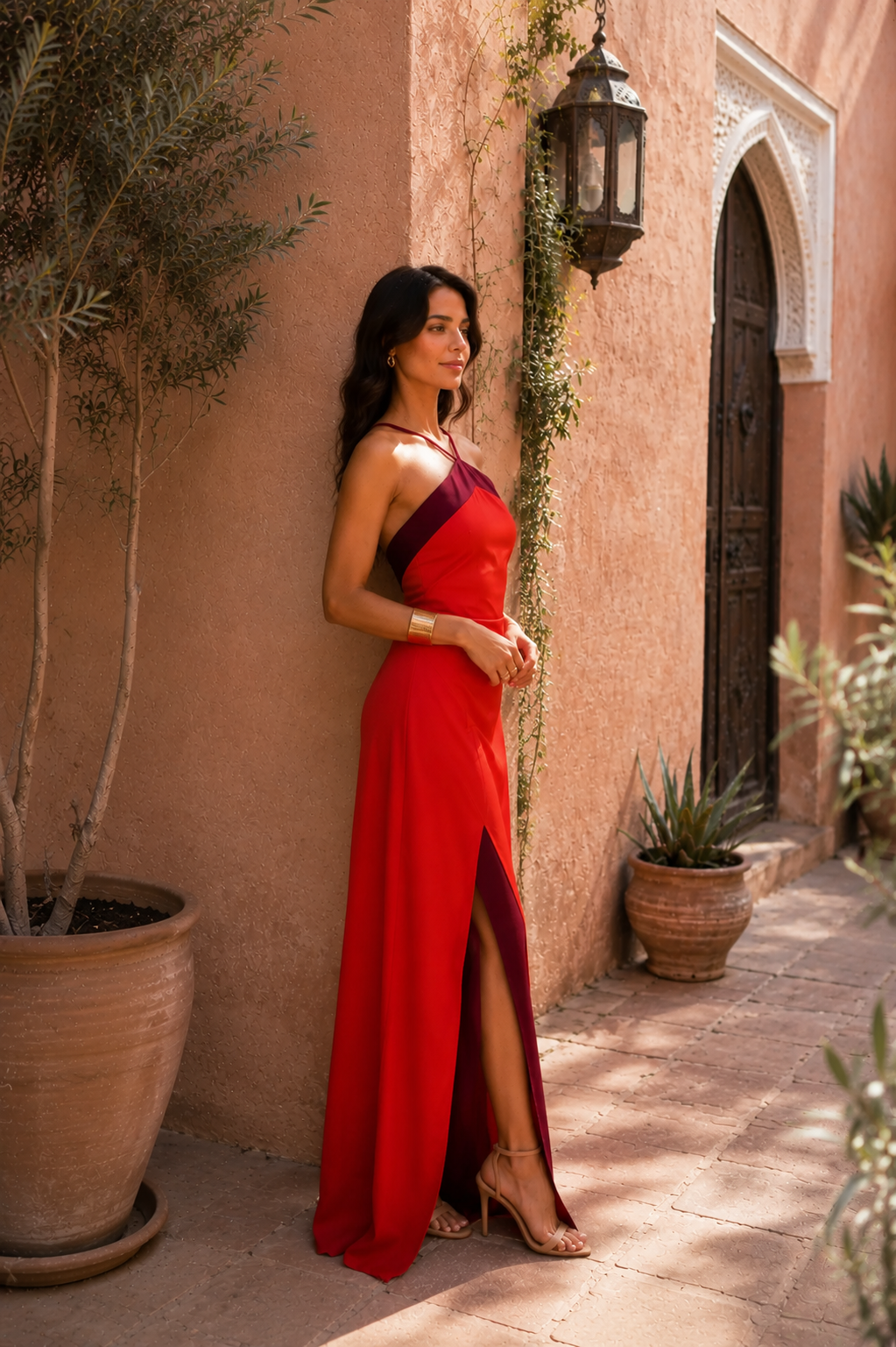 Robe longue dos nu avec fente
