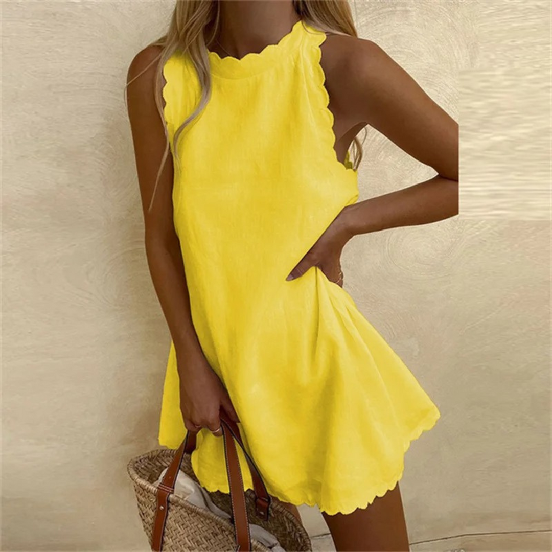 Mavelle | Robe d'été en lin à bords ondulés