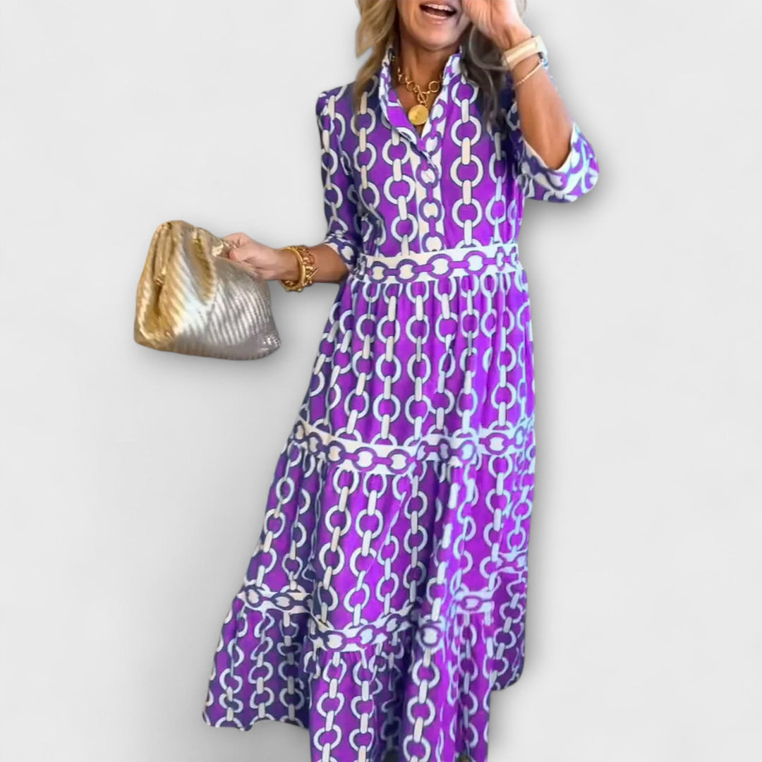 JULIANE | ROBE MIDI AVEC MOTIF CHAÎNE