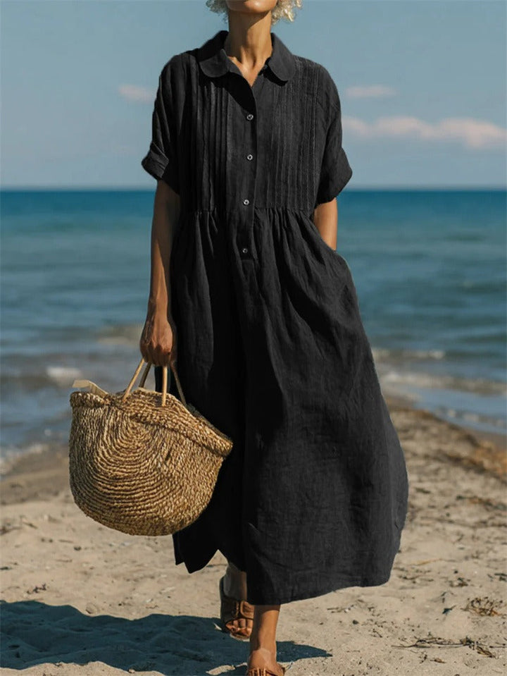 Arianne | Robe Chemise Fluide en Coton Élégant